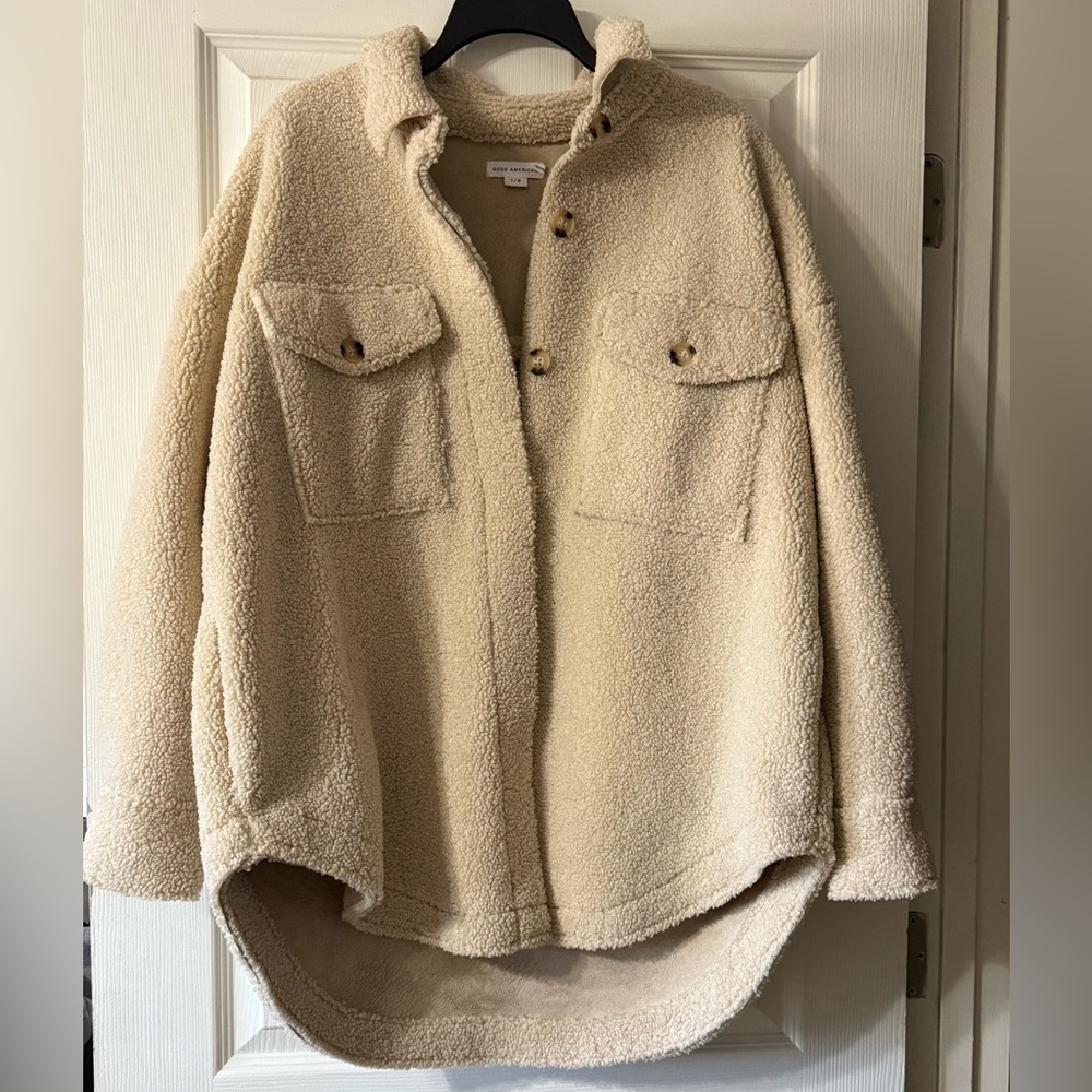 Good American Tan Teddy Jacket
